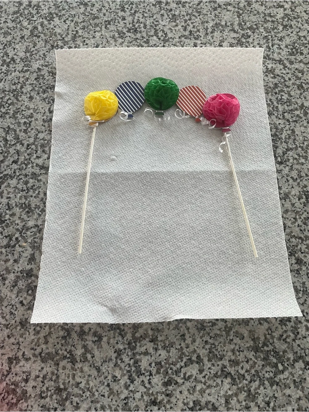 Cake Topper of Colorful Balloons Of Yellow, Blue, Green, Red, Pink